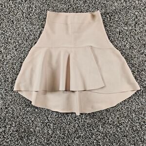 BCBGMaxAzria Beige High-Waist Peplum Mini Skirt